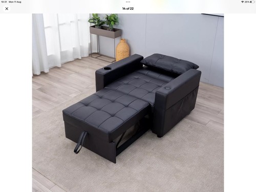 Linen faux leather sofa - linen/faux, bed